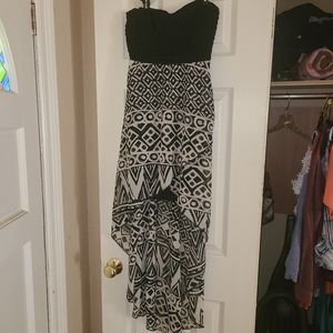 High low strapless dress